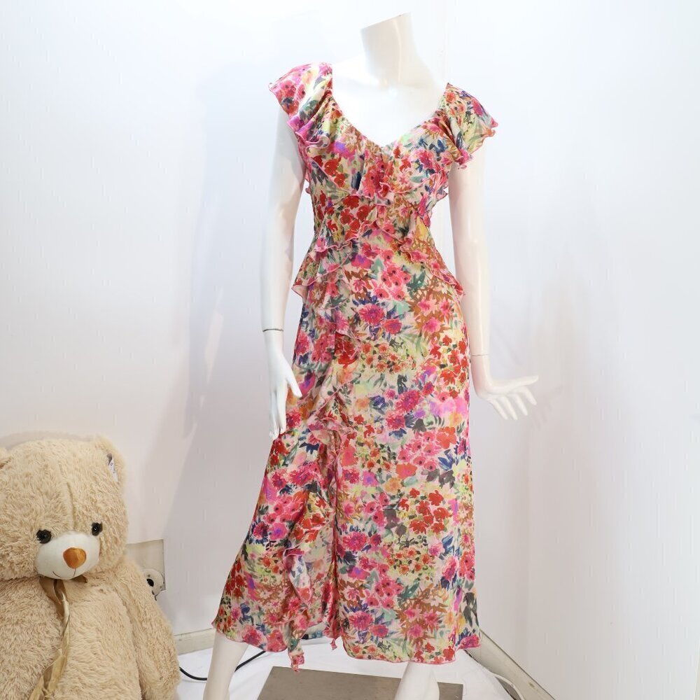 ZARA WOMAN NWT MULTICOLORED FLORAL PRINT RUFFLED DRESS